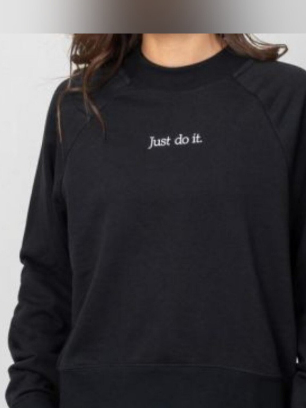 Nike Women's Black Crewneck Sweatshirt with 'Just do it.' Embroidery